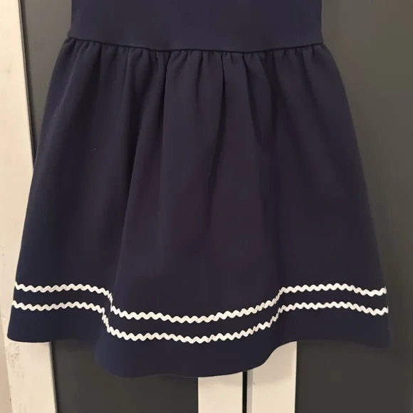 Janie and Jack Girls 6 Navy Sundress with Red Bow and White Trim - Picture 4 of 9